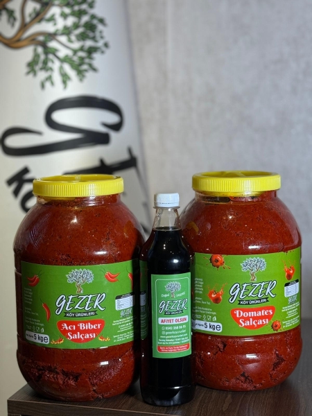 5 KG ACI BİBER SALÇASI- 5 KG DOMATES SALÇASI-1 KG NAR EKŞİSİ